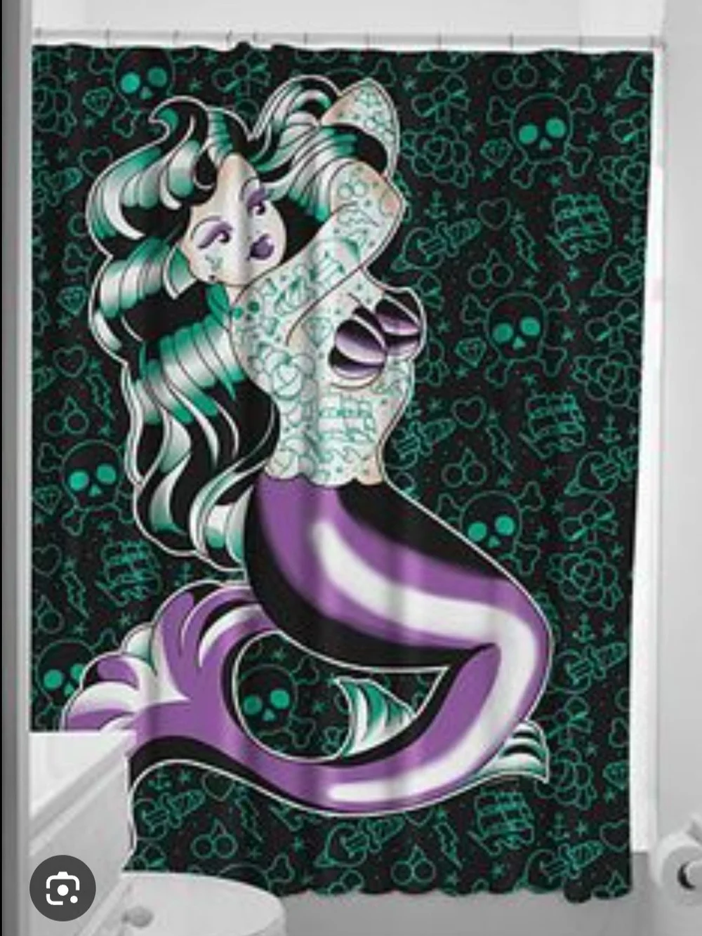 Mermaid Graphic Beach Towel - Black, Teal & Pink